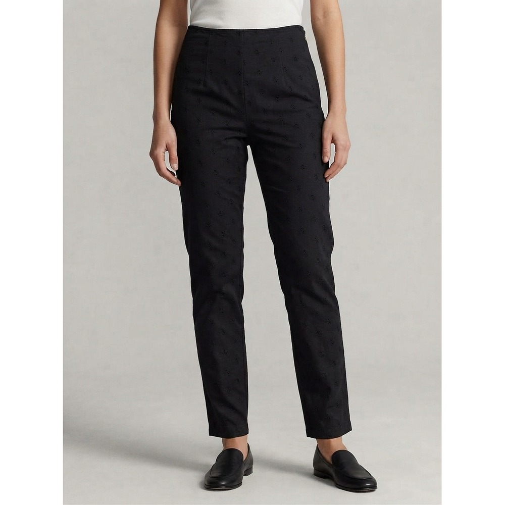 RARE Vintage 90s Ralph Lauren Country Black Eyelet Tapered Pants 100% Cotton
